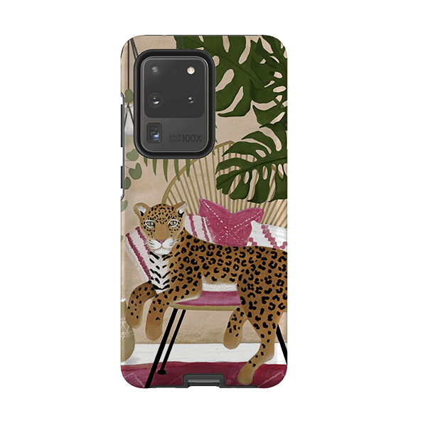 Samsung phone case-Boho Leopard Cream By Bex Parkin-Product Details Raised bevel to protect screen from scratches. Impact resistant polycarbonate shell and shock absorbing inner TPU liner. Secure fit with design wrapping around side of the case and full access to ports. Compatible with Qi-standard wireless charging. Thickness 1/8 inch (3mm), weight 30g. Compatibility See drop down menu for options, please select the right case as we print to order.-Stringberry