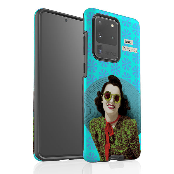 Samsung phone case-Born Fabulous By Clare Jordan-Product Details Raised bevel to protect screen from scratches. Impact resistant polycarbonate shell and shock absorbing inner TPU liner. Secure fit with design wrapping around side of the case and full access to ports. Compatible with Qi-standard wireless charging. Thickness 1/8 inch (3mm), weight 30g. Compatibility See drop down menu for options, please select the right case as we print to order.-Stringberry