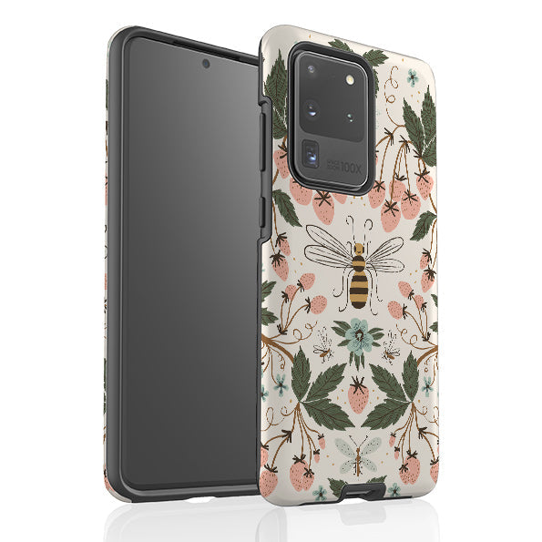Samsung phone case-Bugs And Berries By Meghann Rader-Product Details Raised bevel to protect screen from scratches. Impact resistant polycarbonate shell and shock absorbing inner TPU liner. Secure fit with design wrapping around side of the case and full access to ports. Compatible with Qi-standard wireless charging. Thickness 1/8 inch (3mm), weight 30g. Compatibility See drop down menu for options, please select the right case as we print to order.-Stringberry