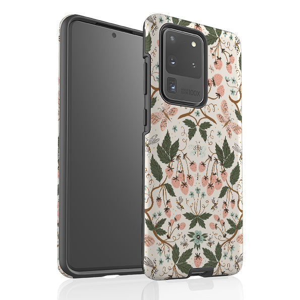 Samsung phone case-Bugs And Berries Pattern By Meghann Rader-Product Details Raised bevel to protect screen from scratches. Impact resistant polycarbonate shell and shock absorbing inner TPU liner. Secure fit with design wrapping around side of the case and full access to ports. Compatible with Qi-standard wireless charging. Thickness 1/8 inch (3mm), weight 30g. Compatibility See drop down menu for options, please select the right case as we print to order.-Stringberry