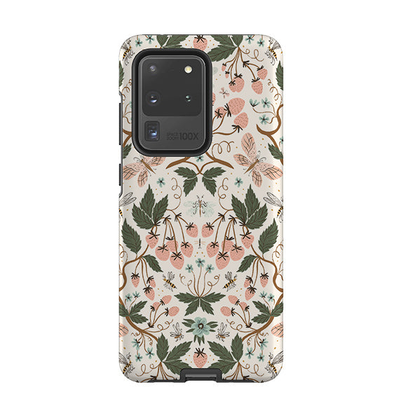 Samsung phone case-Bugs And Berries Pattern By Meghann Rader-Product Details Raised bevel to protect screen from scratches. Impact resistant polycarbonate shell and shock absorbing inner TPU liner. Secure fit with design wrapping around side of the case and full access to ports. Compatible with Qi-standard wireless charging. Thickness 1/8 inch (3mm), weight 30g. Compatibility See drop down menu for options, please select the right case as we print to order.-Stringberry