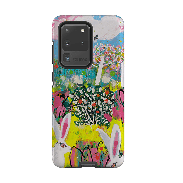 Samsung phone case-Bunnies By Claire West-Product Details Raised bevel to protect screen from scratches. Impact resistant polycarbonate shell and shock absorbing inner TPU liner. Secure fit with design wrapping around side of the case and full access to ports. Compatible with Qi-standard wireless charging. Thickness 1/8 inch (3mm), weight 30g. Compatibility See drop down menu for options, please select the right case as we print to order.-Stringberry
