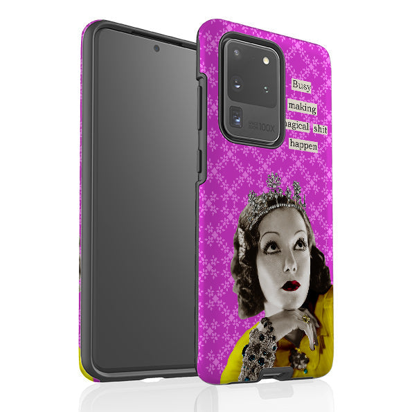 Samsung phone case-Busy Making Sh-t Happen By Clare Jordan-Product Details Raised bevel to protect screen from scratches. Impact resistant polycarbonate shell and shock absorbing inner TPU liner. Secure fit with design wrapping around side of the case and full access to ports. Compatible with Qi-standard wireless charging. Thickness 1/8 inch (3mm), weight 30g. Compatibility See drop down menu for options, please select the right case as we print to order.-Stringberry