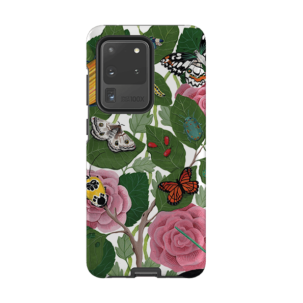 Samsung phone case-Butterflies And Beatles By Bex Parkin-Product Details Raised bevel to protect screen from scratches. Impact resistant polycarbonate shell and shock absorbing inner TPU liner. Secure fit with design wrapping around side of the case and full access to ports. Compatible with Qi-standard wireless charging. Thickness 1/8 inch (3mm), weight 30g. Compatibility See drop down menu for options, please select the right case as we print to order.-Stringberry