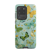 Samsung phone case-Butterflies By Maja Lindberg-Product Details Raised bevel to protect screen from scratches. Impact resistant polycarbonate shell and shock absorbing inner TPU liner. Secure fit with design wrapping around side of the case and full access to ports. Compatible with Qi-standard wireless charging. Thickness 1/8 inch (3mm), weight 30g. Compatibility See drop down menu for options, please select the right case as we print to order.-Stringberry