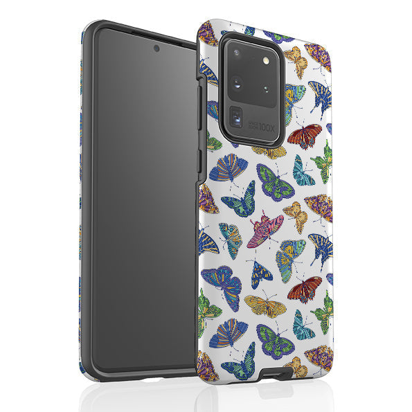 Samsung phone case-Butterflies By Natalie Pedetti Prack-Product Details Raised bevel to protect screen from scratches. Impact resistant polycarbonate shell and shock absorbing inner TPU liner. Secure fit with design wrapping around side of the case and full access to ports. Compatible with Qi-standard wireless charging. Thickness 1/8 inch (3mm), weight 30g. Compatibility See drop down menu for options, please select the right case as we print to order.-Stringberry