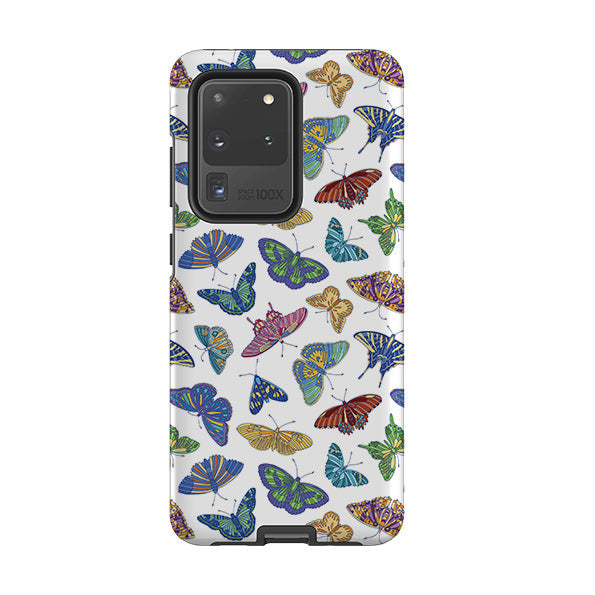 Samsung phone case-Butterflies By Natalie Pedetti Prack-Product Details Raised bevel to protect screen from scratches. Impact resistant polycarbonate shell and shock absorbing inner TPU liner. Secure fit with design wrapping around side of the case and full access to ports. Compatible with Qi-standard wireless charging. Thickness 1/8 inch (3mm), weight 30g. Compatibility See drop down menu for options, please select the right case as we print to order.-Stringberry