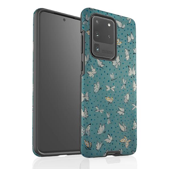 Samsung phone case-Butterflies On Sky By Sarah Campbell-Product Details Raised bevel to protect screen from scratches. Impact resistant polycarbonate shell and shock absorbing inner TPU liner. Secure fit with design wrapping around side of the case and full access to ports. Compatible with Qi-standard wireless charging. Thickness 1/8 inch (3mm), weight 30g. Compatibility See drop down menu for options, please select the right case as we print to order.-Stringberry