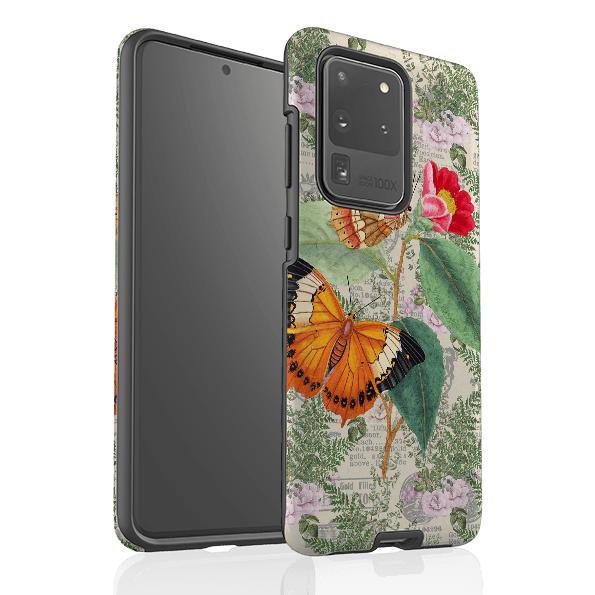 Samsung phone case-Butterfly Stories-Product Details Raised bevel to protect screen from scratches. Impact resistant polycarbonate shell and shock absorbing inner TPU liner. Secure fit with design wrapping around side of the case and full access to ports. Compatible with Qi-standard wireless charging. Thickness 1/8 inch (3mm), weight 30g. Compatibility See drop down menu for options, please select the right case as we print to order.-Stringberry