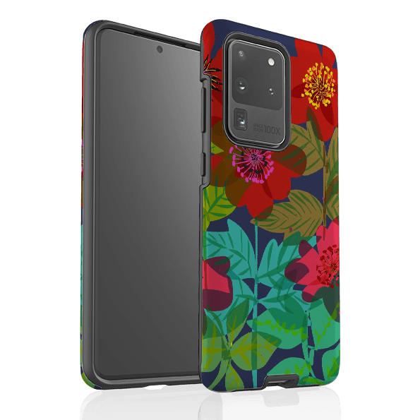 Samsung phone case-Carmen Flowers By Sarah Campbell-Product Details Raised bevel to protect screen from scratches. Impact resistant polycarbonate shell and shock absorbing inner TPU liner. Secure fit with design wrapping around side of the case and full access to ports. Compatible with Qi-standard wireless charging. Thickness 1/8 inch (3mm), weight 30g. Compatibility See drop down menu for options, please select the right case as we print to order.-Stringberry