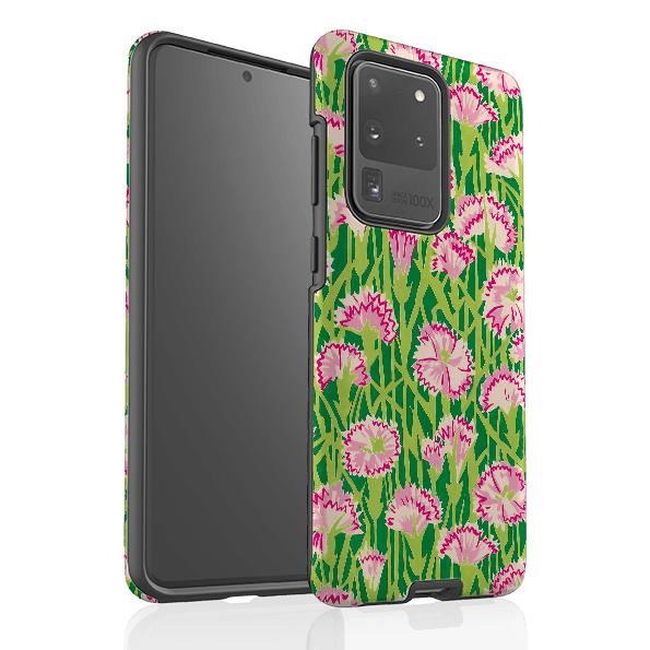 Samsung phone case-Carnations By Sarah Campbell-Product Details Raised bevel to protect screen from scratches. Impact resistant polycarbonate shell and shock absorbing inner TPU liner. Secure fit with design wrapping around side of the case and full access to ports. Compatible with Qi-standard wireless charging. Thickness 1/8 inch (3mm), weight 30g. Compatibility See drop down menu for options, please select the right case as we print to order.-Stringberry