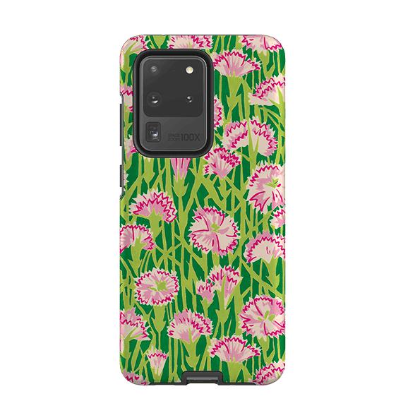 Samsung phone case-Carnations By Sarah Campbell-Product Details Raised bevel to protect screen from scratches. Impact resistant polycarbonate shell and shock absorbing inner TPU liner. Secure fit with design wrapping around side of the case and full access to ports. Compatible with Qi-standard wireless charging. Thickness 1/8 inch (3mm), weight 30g. Compatibility See drop down menu for options, please select the right case as we print to order.-Stringberry