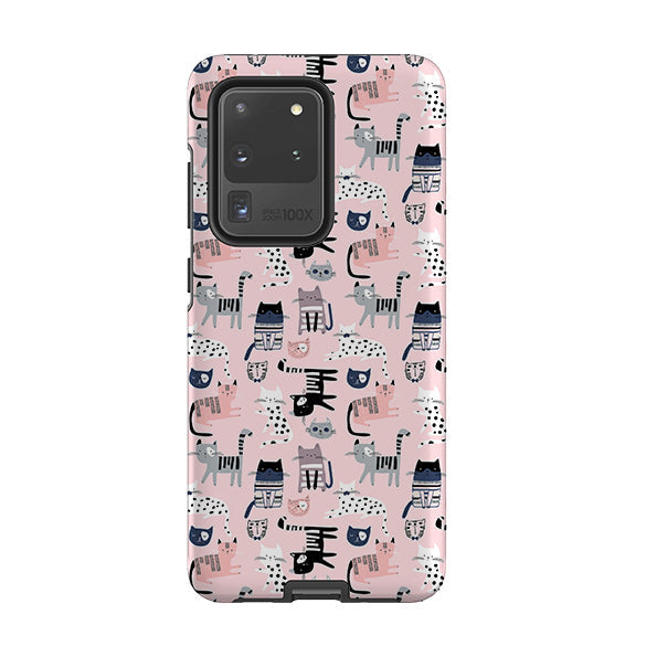 Samsung phone case-Cat-titude Pattern-Product Details Raised bevel to protect screen from scratches. Impact resistant polycarbonate shell and shock absorbing inner TPU liner. Secure fit with design wrapping around side of the case and full access to ports. Compatible with Qi-standard wireless charging. Thickness 1/8 inch (3mm), weight 30g. Compatibility See drop down menu for options, please select the right case as we print to order.-Stringberry
