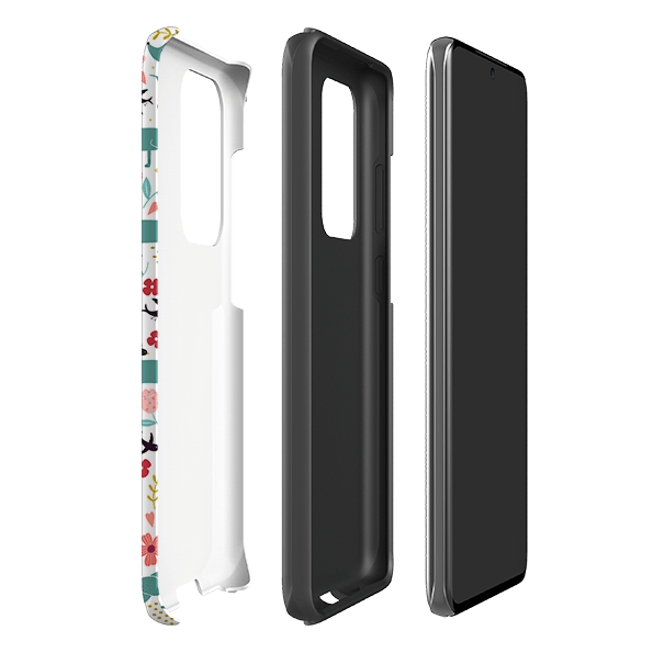 Samsung phone case-Cheek Dachshunds By Suzy Taylor-Product Details Raised bevel to protect screen from scratches. Impact resistant polycarbonate shell and shock absorbing inner TPU liner. Secure fit with design wrapping around side of the case and full access to ports. Compatible with Qi-standard wireless charging. Thickness 1/8 inch (3mm), weight 30g. Compatibility See drop down menu for options, please select the right case as we print to order.-Stringberry