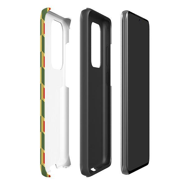 Samsung phone case-Chevrons By Cressida Bell-Product Details Raised bevel to protect screen from scratches. Impact resistant polycarbonate shell and shock absorbing inner TPU liner. Secure fit with design wrapping around side of the case and full access to ports. Compatible with Qi-standard wireless charging. Thickness 1/8 inch (3mm), weight 30g. Compatibility See drop down menu for options, please select the right case as we print to order.-Stringberry