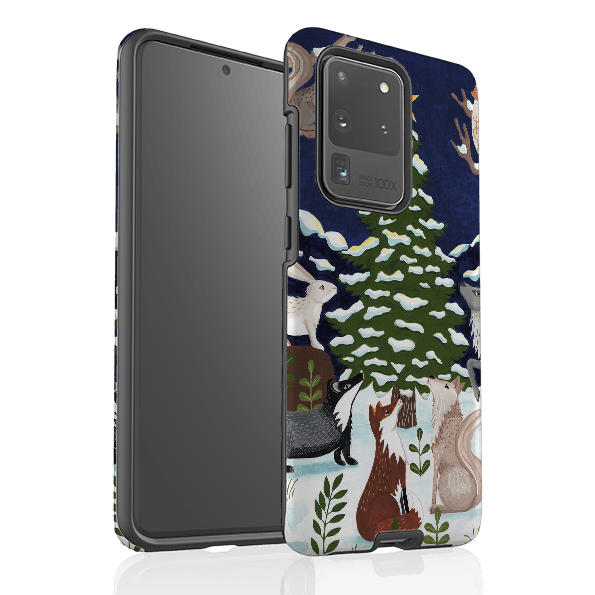Samsung phone case-Christmas Tree By Bex Parkin-Product Details Raised bevel to protect screen from scratches. Impact resistant polycarbonate shell and shock absorbing inner TPU liner. Secure fit with design wrapping around side of the case and full access to ports. Compatible with Qi-standard wireless charging. Thickness 1/8 inch (3mm), weight 30g. Compatibility See drop down menu for options, please select the right case as we print to order.-Stringberry