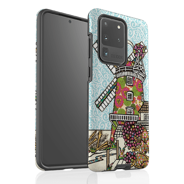 Samsung phone case-Cley Windmill By Amelia Bowman-Product Details Raised bevel to protect screen from scratches. Impact resistant polycarbonate shell and shock absorbing inner TPU liner. Secure fit with design wrapping around side of the case and full access to ports. Compatible with Qi-standard wireless charging. Thickness 1/8 inch (3mm), weight 30g. Compatibility See drop down menu for options, please select the right case as we print to order.-Stringberry