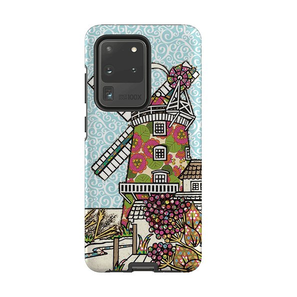 Samsung phone case-Cley Windmill By Amelia Bowman-Product Details Raised bevel to protect screen from scratches. Impact resistant polycarbonate shell and shock absorbing inner TPU liner. Secure fit with design wrapping around side of the case and full access to ports. Compatible with Qi-standard wireless charging. Thickness 1/8 inch (3mm), weight 30g. Compatibility See drop down menu for options, please select the right case as we print to order.-Stringberry