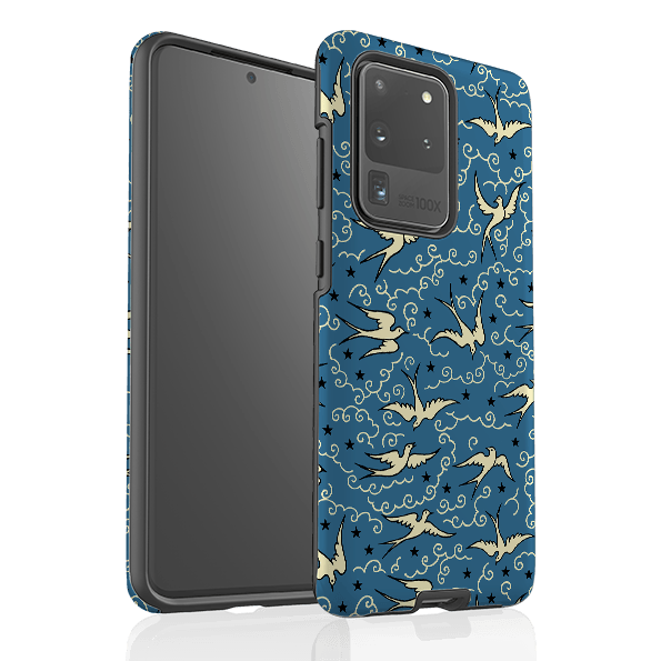 Samsung phone case-Clouds By Cressida Bell-Product Details Raised bevel to protect screen from scratches. Impact resistant polycarbonate shell and shock absorbing inner TPU liner. Secure fit with design wrapping around side of the case and full access to ports. Compatible with Qi-standard wireless charging. Thickness 1/8 inch (3mm), weight 30g. Compatibility See drop down menu for options, please select the right case as we print to order.-Stringberry