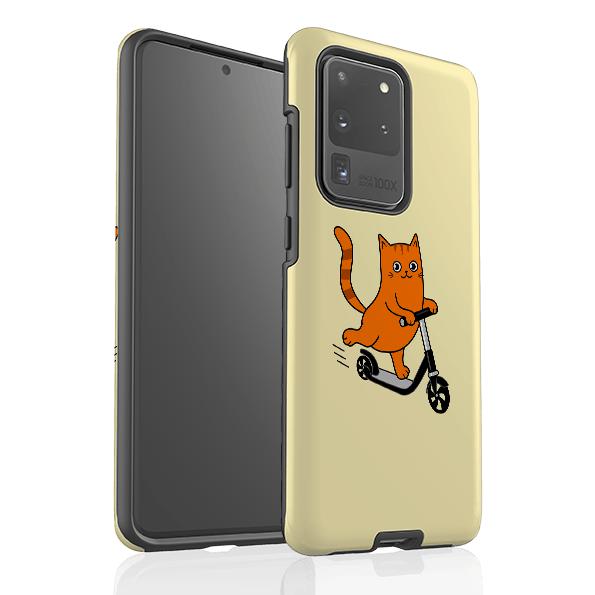 Samsung phone case-Cool Cat-Product Details Raised bevel to protect screen from scratches. Impact resistant polycarbonate shell and shock absorbing inner TPU liner. Secure fit with design wrapping around side of the case and full access to ports. Compatible with Qi-standard wireless charging. Thickness 1/8 inch (3mm), weight 30g. Compatibility See drop down menu for options, please select the right case as we print to order.-Stringberry