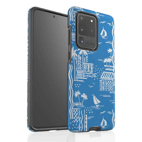 Samsung phone case-Cote D'Azur Boats By Sarah Campbell-Product Details Raised bevel to protect screen from scratches. Impact resistant polycarbonate shell and shock absorbing inner TPU liner. Secure fit with design wrapping around side of the case and full access to ports. Compatible with Qi-standard wireless charging. Thickness 1/8 inch (3mm), weight 30g. Compatibility See drop down menu for options, please select the right case as we print to order.-Stringberry
