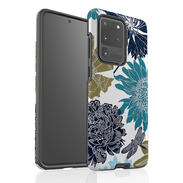 Samsung phone case-Cottage Garden Dragonfly By Kate Heiss-Product Details Raised bevel to protect screen from scratches. Impact resistant polycarbonate shell and shock absorbing inner TPU liner. Secure fit with design wrapping around side of the case and full access to ports. Compatible with Qi-standard wireless charging. Thickness 1/8 inch (3mm), weight 30g. Compatibility See drop down menu for options, please select the right case as we print to order.-Stringberry