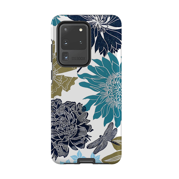 Samsung phone case-Cottage Garden Dragonfly By Kate Heiss-Product Details Raised bevel to protect screen from scratches. Impact resistant polycarbonate shell and shock absorbing inner TPU liner. Secure fit with design wrapping around side of the case and full access to ports. Compatible with Qi-standard wireless charging. Thickness 1/8 inch (3mm), weight 30g. Compatibility See drop down menu for options, please select the right case as we print to order.-Stringberry