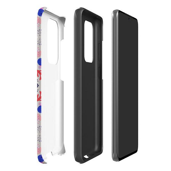 Samsung phone case-Crazybird Pattern By Mia Underwood-Product Details Raised bevel to protect screen from scratches. Impact resistant polycarbonate shell and shock absorbing inner TPU liner. Secure fit with design wrapping around side of the case and full access to ports. Compatible with Qi-standard wireless charging. Thickness 1/8 inch (3mm), weight 30g. Compatibility See drop down menu for options, please select the right case as we print to order.-Stringberry