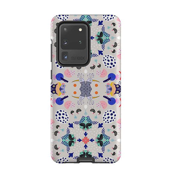 Samsung phone case-Crazybird Pattern By Mia Underwood-Product Details Raised bevel to protect screen from scratches. Impact resistant polycarbonate shell and shock absorbing inner TPU liner. Secure fit with design wrapping around side of the case and full access to ports. Compatible with Qi-standard wireless charging. Thickness 1/8 inch (3mm), weight 30g. Compatibility See drop down menu for options, please select the right case as we print to order.-Stringberry