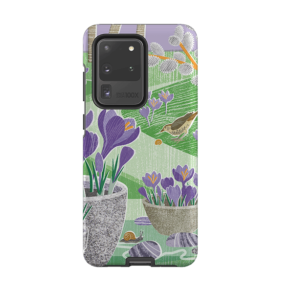 Samsung phone case-Crocus By Liane Payne-Product Details Raised bevel to protect screen from scratches. Impact resistant polycarbonate shell and shock absorbing inner TPU liner. Secure fit with design wrapping around side of the case and full access to ports. Compatible with Qi-standard wireless charging. Thickness 1/8 inch (3mm), weight 30g. Compatibility See drop down menu for options, please select the right case as we print to order.-Stringberry