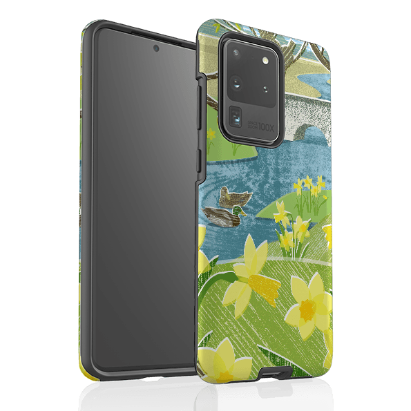 Samsung phone case-Daffs And Ducks By Liane Payne-Product Details Raised bevel to protect screen from scratches. Impact resistant polycarbonate shell and shock absorbing inner TPU liner. Secure fit with design wrapping around side of the case and full access to ports. Compatible with Qi-standard wireless charging. Thickness 1/8 inch (3mm), weight 30g. Compatibility See drop down menu for options, please select the right case as we print to order.-Stringberry