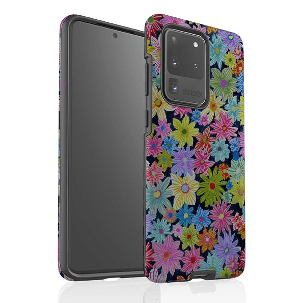 Samsung phone case-Daisy Garden By Sarah Campbell-Product Details Raised bevel to protect screen from scratches. Impact resistant polycarbonate shell and shock absorbing inner TPU liner. Secure fit with design wrapping around side of the case and full access to ports. Compatible with Qi-standard wireless charging. Thickness 1/8 inch (3mm), weight 30g. Compatibility See drop down menu for options, please select the right case as we print to order.-Stringberry