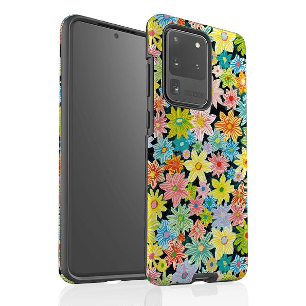 Samsung phone case-Daisy Garden By Sarah Campbell-Product Details Raised bevel to protect screen from scratches. Impact resistant polycarbonate shell and shock absorbing inner TPU liner. Secure fit with design wrapping around side of the case and full access to ports. Compatible with Qi-standard wireless charging. Thickness 1/8 inch (3mm), weight 30g. Compatibility See drop down menu for options, please select the right case as we print to order.-Stringberry