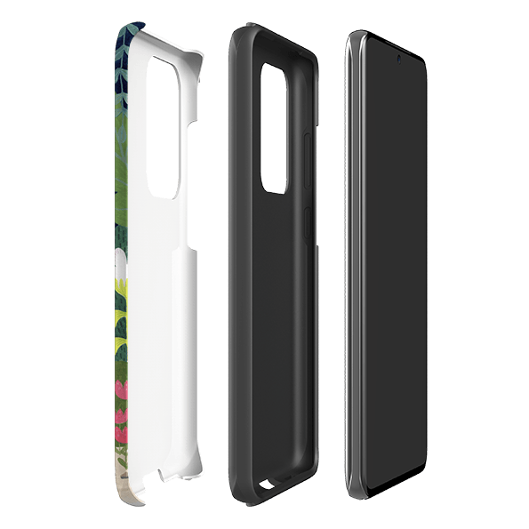 Samsung phone case-Dancing Lemur By Bex Parkin-Product Details Raised bevel to protect screen from scratches. Impact resistant polycarbonate shell and shock absorbing inner TPU liner. Secure fit with design wrapping around side of the case and full access to ports. Compatible with Qi-standard wireless charging. Thickness 1/8 inch (3mm), weight 30g. Compatibility See drop down menu for options, please select the right case as we print to order.-Stringberry