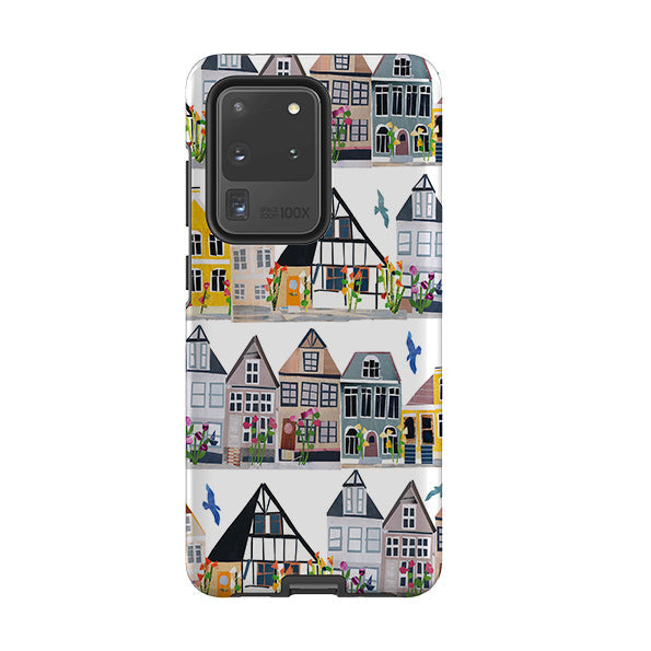 Samsung phone case-Danish Houses By Tracey English-Product Details Raised bevel to protect screen from scratches. Impact resistant polycarbonate shell and shock absorbing inner TPU liner. Secure fit with design wrapping around side of the case and full access to ports. Compatible with Qi-standard wireless charging. Thickness 1/8 inch (3mm), weight 30g. Compatibility See drop down menu for options, please select the right case as we print to order.-Stringberry