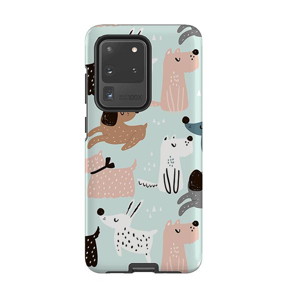 Samsung phone case-Dogs World-Product Details Raised bevel to protect screen from scratches. Impact resistant polycarbonate shell and shock absorbing inner TPU liner. Secure fit with design wrapping around side of the case and full access to ports. Compatible with Qi-standard wireless charging. Thickness 1/8 inch (3mm), weight 30g. Compatibility See drop down menu for options, please select the right case as we print to order.-Stringberry