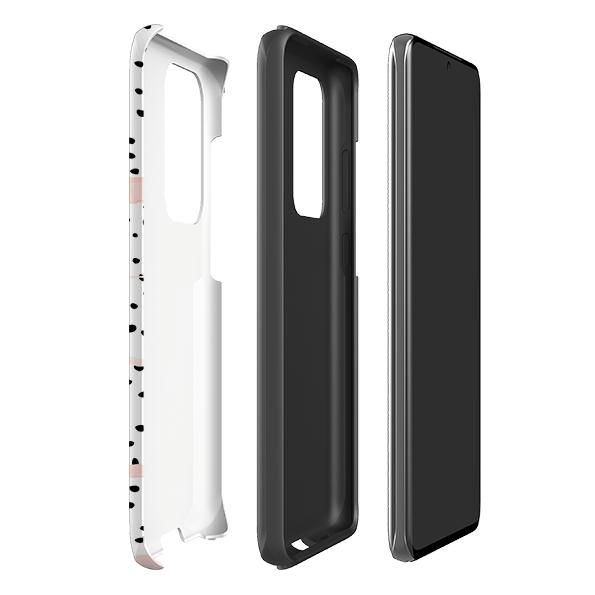 Samsung phone case-Dots And Blush-Product Details Raised bevel to protect screen from scratches. Impact resistant polycarbonate shell and shock absorbing inner TPU liner. Secure fit with design wrapping around side of the case and full access to ports. Compatible with Qi-standard wireless charging. Thickness 1/8 inch (3mm), weight 30g. Compatibility See drop down menu for options, please select the right case as we print to order.-Stringberry