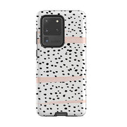 Samsung phone case-Dots And Blush-Product Details Raised bevel to protect screen from scratches. Impact resistant polycarbonate shell and shock absorbing inner TPU liner. Secure fit with design wrapping around side of the case and full access to ports. Compatible with Qi-standard wireless charging. Thickness 1/8 inch (3mm), weight 30g. Compatibility See drop down menu for options, please select the right case as we print to order.-Stringberry