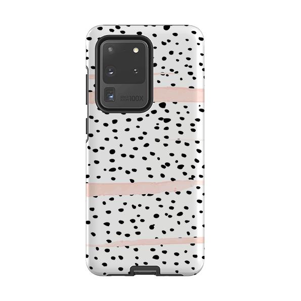Samsung phone case-Dots And Blush-Product Details Raised bevel to protect screen from scratches. Impact resistant polycarbonate shell and shock absorbing inner TPU liner. Secure fit with design wrapping around side of the case and full access to ports. Compatible with Qi-standard wireless charging. Thickness 1/8 inch (3mm), weight 30g. Compatibility See drop down menu for options, please select the right case as we print to order.-Stringberry
