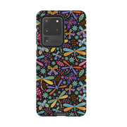 Samsung phone case-Dragon Flies Multi By Suzy Taylor-Product Details Raised bevel to protect screen from scratches. Impact resistant polycarbonate shell and shock absorbing inner TPU liner. Secure fit with design wrapping around side of the case and full access to ports. Compatible with Qi-standard wireless charging. Thickness 1/8 inch (3mm), weight 30g. Compatibility See drop down menu for options, please select the right case as we print to order.-Stringberry