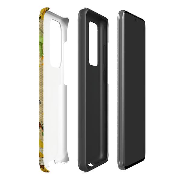 Samsung phone case-Dragonflies And Sunflowers-Product Details Raised bevel to protect screen from scratches. Impact resistant polycarbonate shell and shock absorbing inner TPU liner. Secure fit with design wrapping around side of the case and full access to ports. Compatible with Qi-standard wireless charging. Thickness 1/8 inch (3mm), weight 30g. Compatibility See drop down menu for options, please select the right case as we print to order.-Stringberry