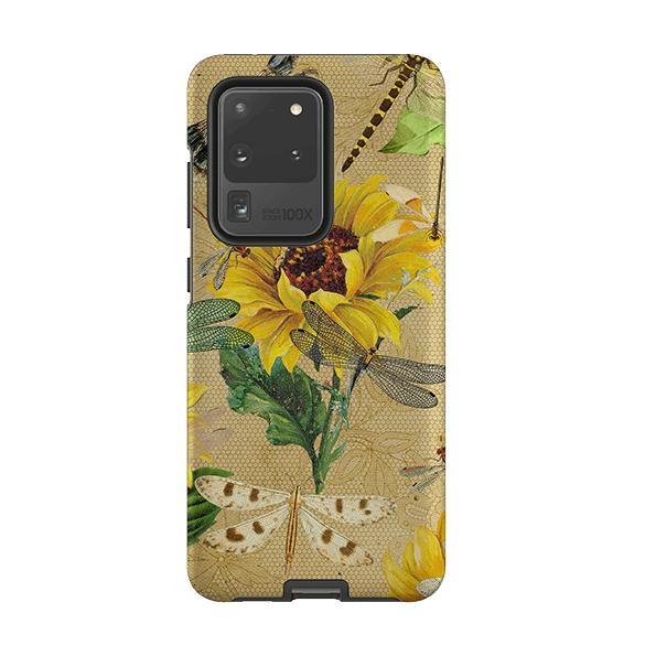 Samsung phone case-Dragonflies And Sunflowers-Product Details Raised bevel to protect screen from scratches. Impact resistant polycarbonate shell and shock absorbing inner TPU liner. Secure fit with design wrapping around side of the case and full access to ports. Compatible with Qi-standard wireless charging. Thickness 1/8 inch (3mm), weight 30g. Compatibility See drop down menu for options, please select the right case as we print to order.-Stringberry