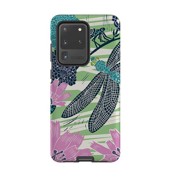 Samsung phone case-Dragonflies By Kate Heiss-Product Details Raised bevel to protect screen from scratches. Impact resistant polycarbonate shell and shock absorbing inner TPU liner. Secure fit with design wrapping around side of the case and full access to ports. Compatible with Qi-standard wireless charging. Thickness 1/8 inch (3mm), weight 30g. Compatibility See drop down menu for options, please select the right case as we print to order.-Stringberry
