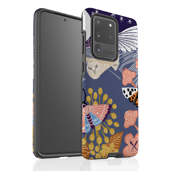 Samsung phone case-Evening Barn Owl By Kate Heiss-Product Details Raised bevel to protect screen from scratches. Impact resistant polycarbonate shell and shock absorbing inner TPU liner. Secure fit with design wrapping around side of the case and full access to ports. Compatible with Qi-standard wireless charging. Thickness 1/8 inch (3mm), weight 30g. Compatibility See drop down menu for options, please select the right case as we print to order.-Stringberry