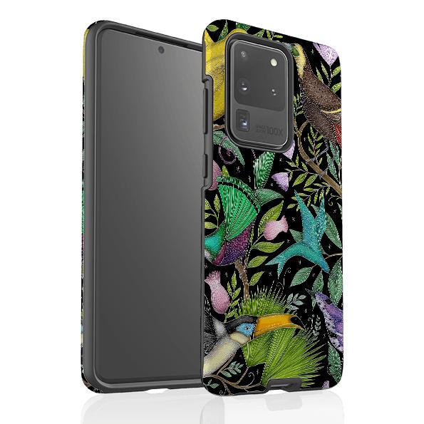 Samsung phone case-Exotic Birds By Catherine Rowe-Product Details Raised bevel to protect screen from scratches. Impact resistant polycarbonate shell and shock absorbing inner TPU liner. Secure fit with design wrapping around side of the case and full access to ports. Compatible with Qi-standard wireless charging. Thickness 1/8 inch (3mm), weight 30g. Compatibility See drop down menu for options, please select the right case as we print to order.-Stringberry