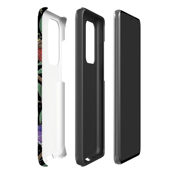 Samsung phone case-Exotic Birds By Catherine Rowe-Product Details Raised bevel to protect screen from scratches. Impact resistant polycarbonate shell and shock absorbing inner TPU liner. Secure fit with design wrapping around side of the case and full access to ports. Compatible with Qi-standard wireless charging. Thickness 1/8 inch (3mm), weight 30g. Compatibility See drop down menu for options, please select the right case as we print to order.-Stringberry