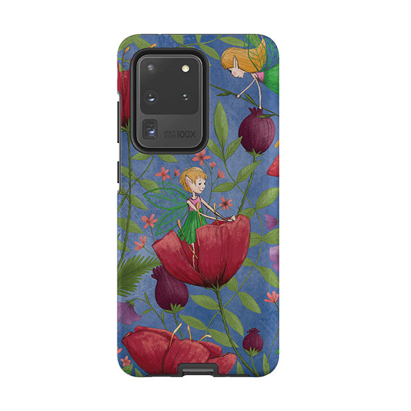 Samsung phone case-Fairies And Flowers By Maja Lindberg-Product Details Raised bevel to protect screen from scratches. Impact resistant polycarbonate shell and shock absorbing inner TPU liner. Secure fit with design wrapping around side of the case and full access to ports. Compatible with Qi-standard wireless charging. Thickness 1/8 inch (3mm), weight 30g. Compatibility See drop down menu for options, please select the right case as we print to order.-Stringberry