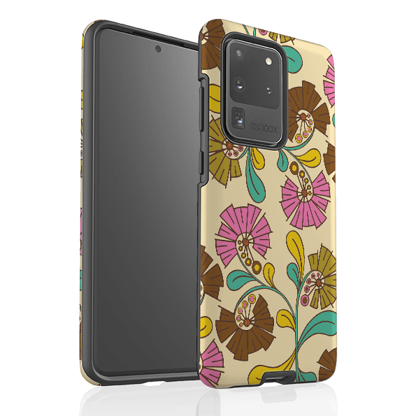 Samsung phone case-Fan Flower By Amelia Bowman-Product Details Raised bevel to protect screen from scratches. Impact resistant polycarbonate shell and shock absorbing inner TPU liner. Secure fit with design wrapping around side of the case and full access to ports. Compatible with Qi-standard wireless charging. Thickness 1/8 inch (3mm), weight 30g. Compatibility See drop down menu for options, please select the right case as we print to order.-Stringberry