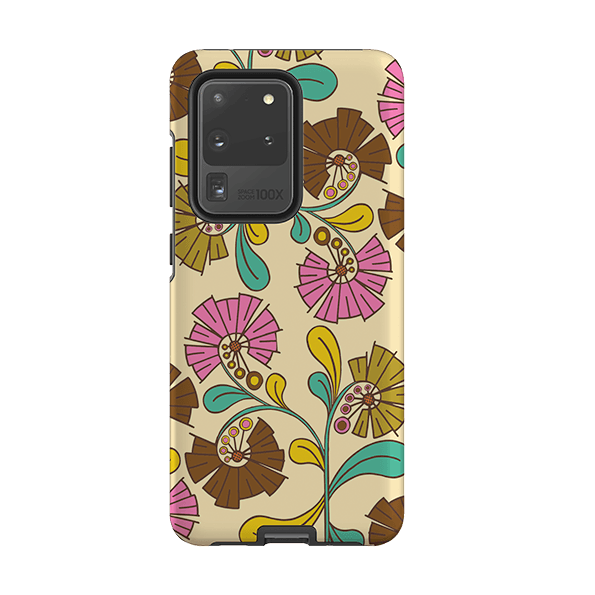 Samsung phone case-Fan Flower By Amelia Bowman-Product Details Raised bevel to protect screen from scratches. Impact resistant polycarbonate shell and shock absorbing inner TPU liner. Secure fit with design wrapping around side of the case and full access to ports. Compatible with Qi-standard wireless charging. Thickness 1/8 inch (3mm), weight 30g. Compatibility See drop down menu for options, please select the right case as we print to order.-Stringberry