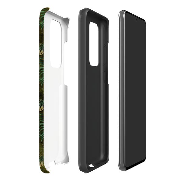 Samsung phone case-Feather Greens-Product Details Raised bevel to protect screen from scratches. Impact resistant polycarbonate shell and shock absorbing inner TPU liner. Secure fit with design wrapping around side of the case and full access to ports. Compatible with Qi-standard wireless charging. Thickness 1/8 inch (3mm), weight 30g. Compatibility See drop down menu for options, please select the right case as we print to order.-Stringberry